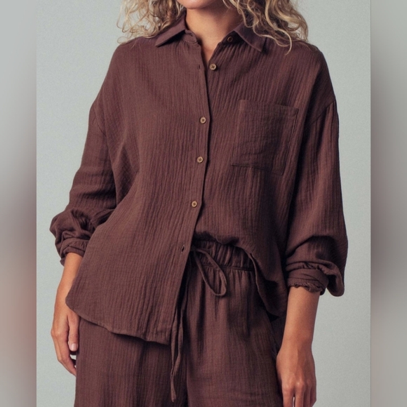 #89685 🛑S,M,L Fabulous Chic Trendy Textured Cotton Gauze Lounge Set - Picture 3 of 4